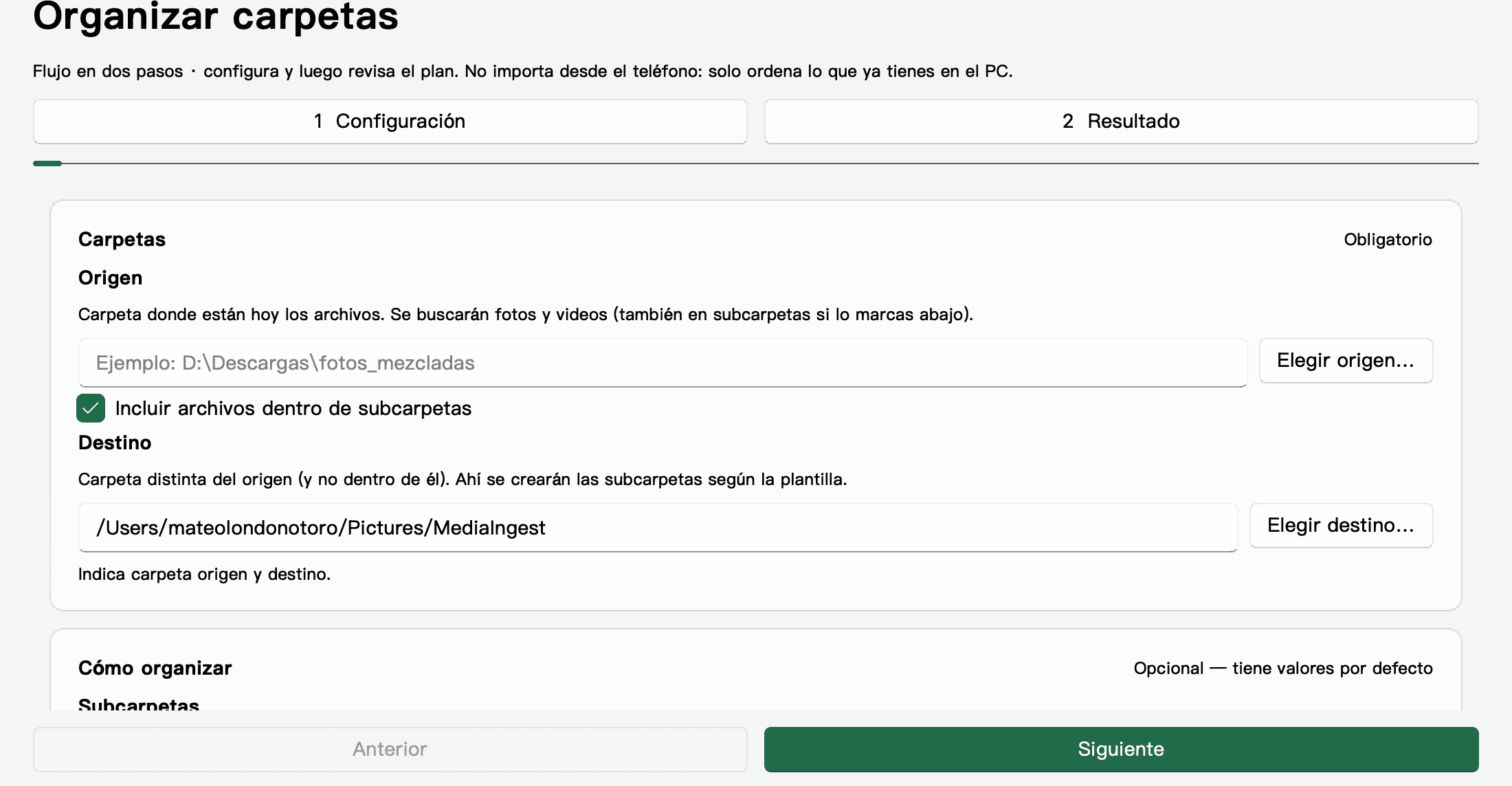 Modulo Organizar